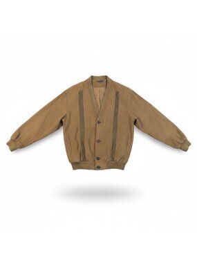 Leo Chevalier Mens Tan Button-Up Bomber Jacket Casual Outerwear Sz XL